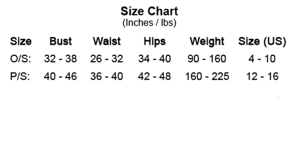 Music Legs size chart