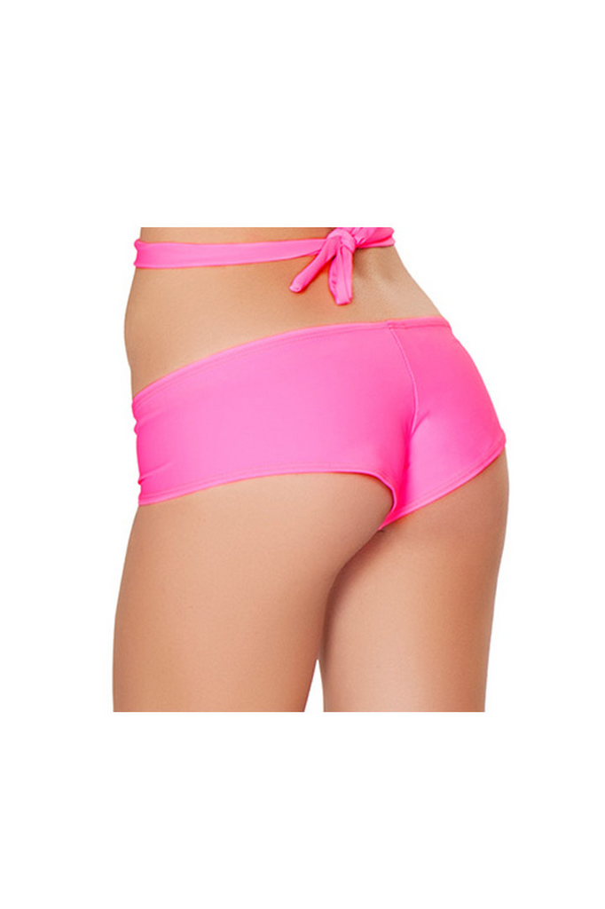 J Valentine pink basic shorts that are low cut with hipster style.