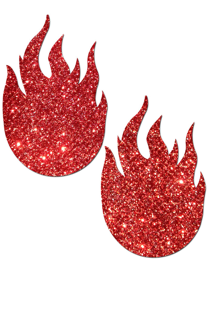 Shop glitter red flame nipple cover pasties.