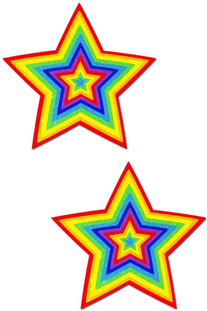 Rainbow stars with velvet sparkles nipple cover pasties