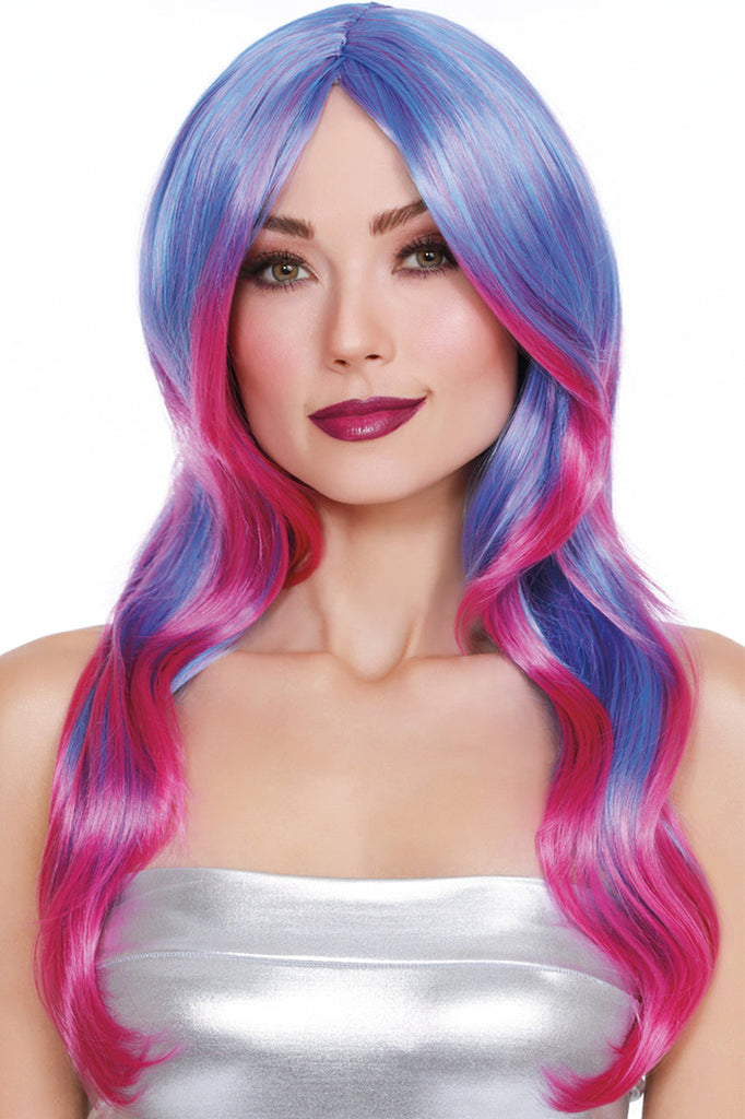 pink and blue ombre layered wig