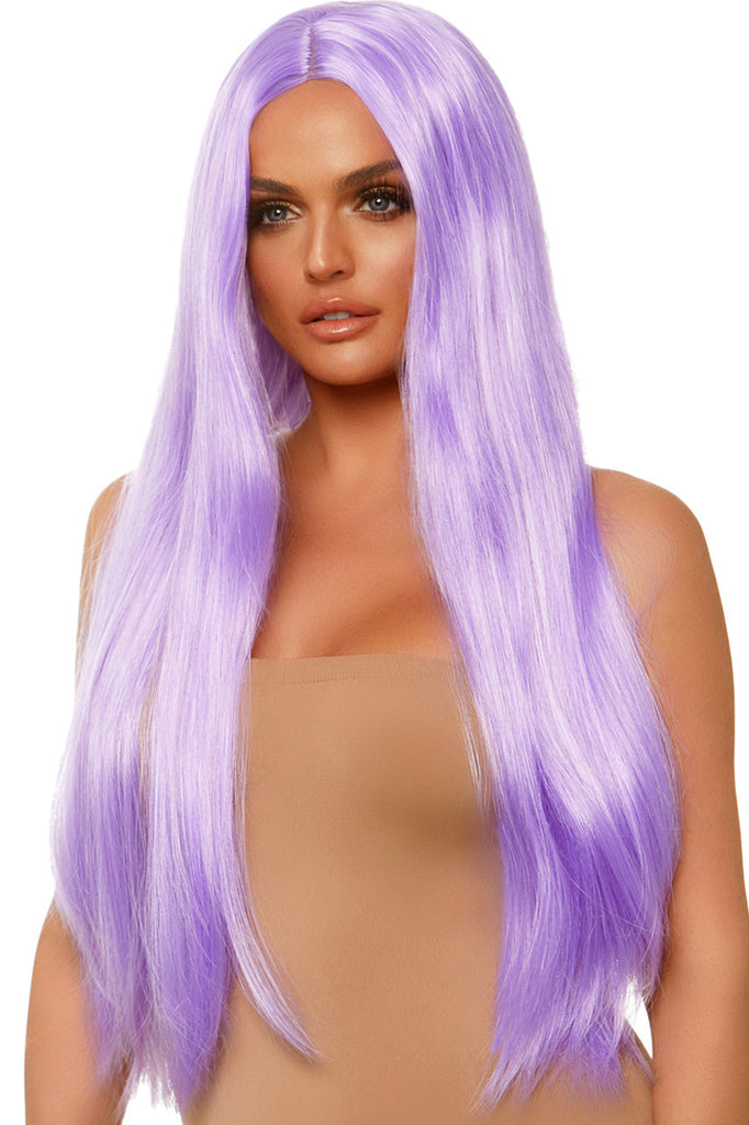 purple straight wig, long straight purple wig