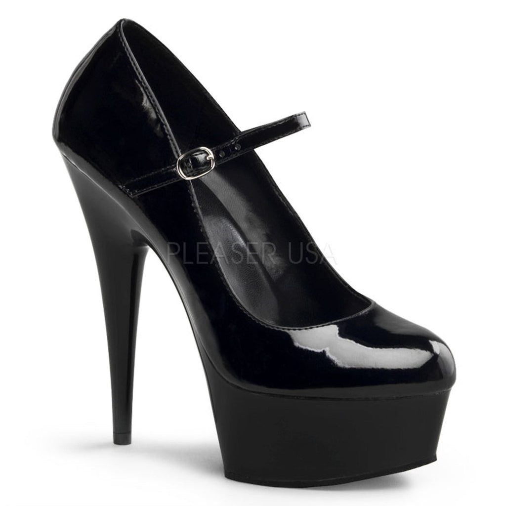 Women's sexy 6" heel black shoes | pleaser shoes | sku: del687/b/m