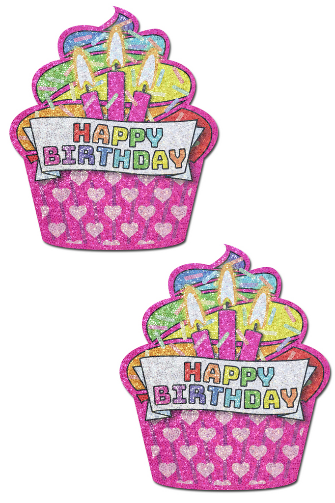 Shop these festive happy birthday nipple cover pasties!